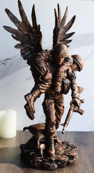 Ebros Gift Hacksaw Ridge Guardian Angel Military Soldier Carrying A Wounded Brother Figurine 13' Tall Marine Special Unit Hero Of The American Us Army Statue Patriotic Decor War Combat Sculpture