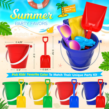 GIFTINBOX Mega Pool Party Beach Favors - 72pcs Toys For Kids Ages 3 4 5 6 7 8 Balls Bulk, Sand Toys, Sunglasses, Bubble Wands, S