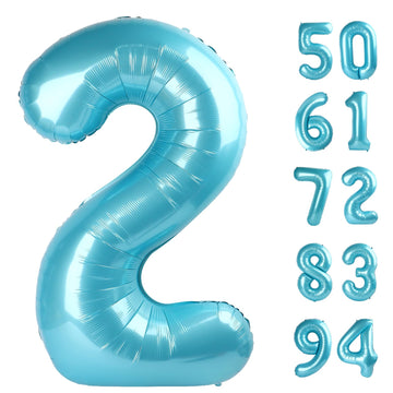 Pearlescent Blue 2 Balloon, Number Balloons 40 Inch, 2Nd Balloon Number Birthday Decorations, Second Two Birthday Party Supplies