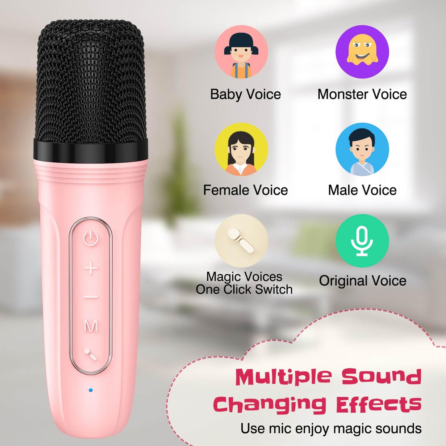 Lenrue Karaoke Machine For Kids With Wireless Microphone, 4 Magic Voices, Karaoke Toys For Girls Boys, Best Birthday Gifts For K