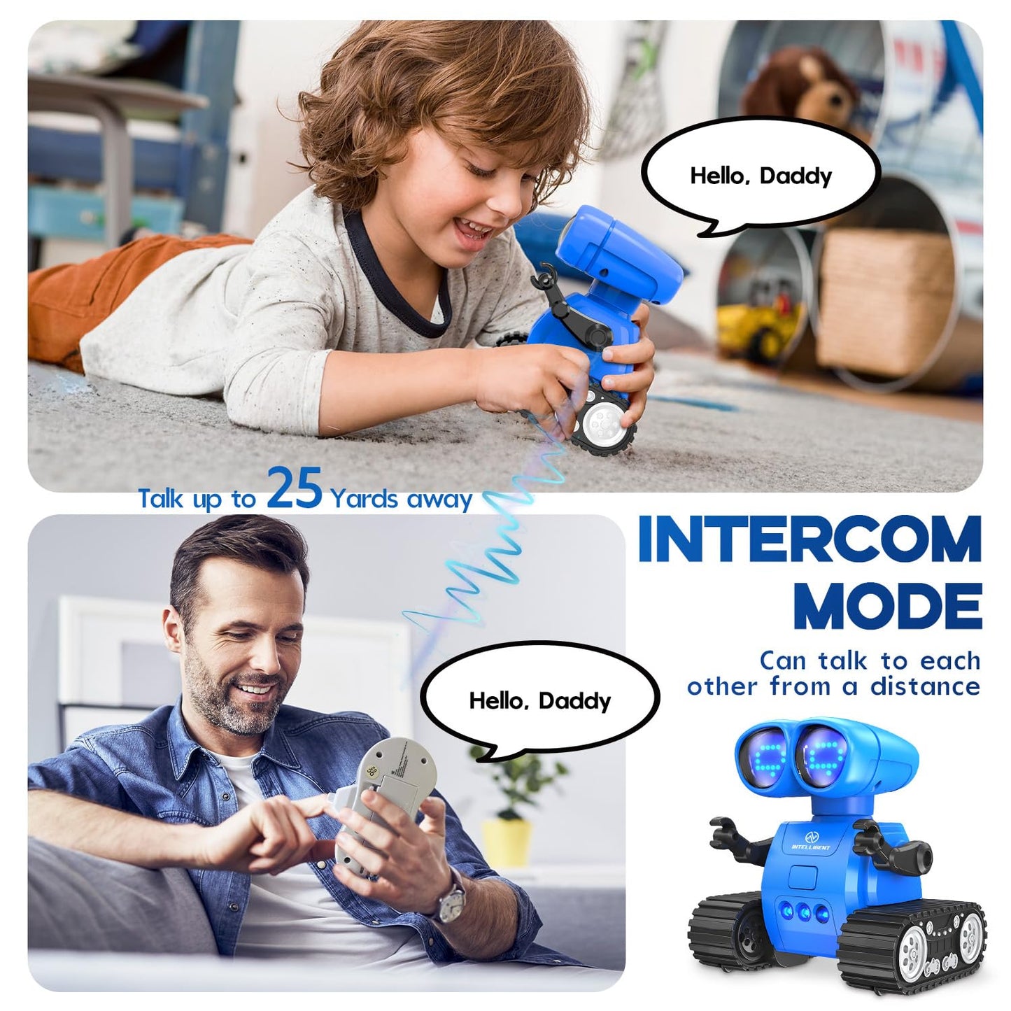 Toy Life Rechargeable Remote Control Robot Toys With Auto-Demonstration, Music & Led Eyes. Walkie Talkie Robot Toys For Kids 7 8 12, Kids Robot Toys Gifts For Boys Girls, Toddler Rc Robot (Blue)