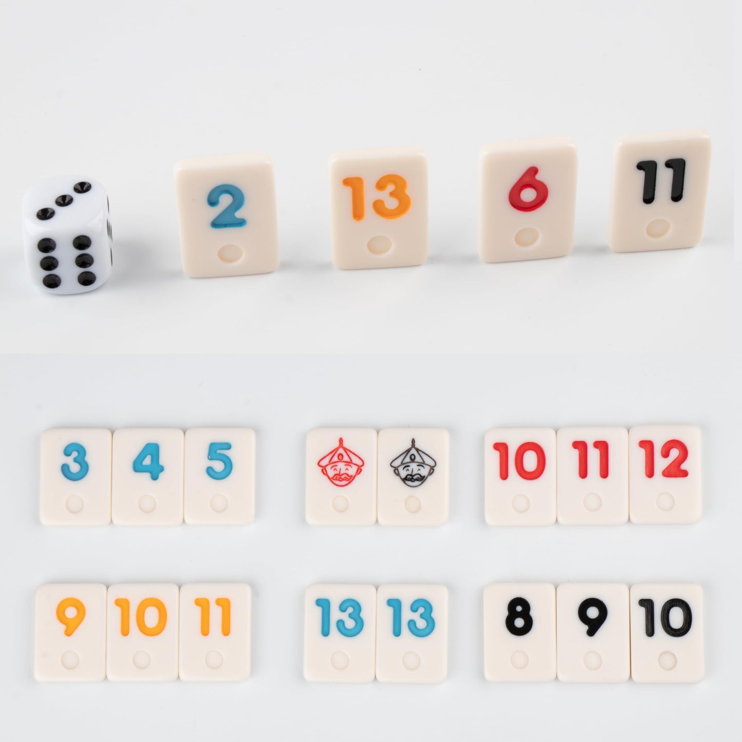 Doublefan Rummy Set Travel Size Rummy Game with Portable Bag Mini Rummy Cube Game for mature-themed and Kids 106 Tiles 4 Playing Rack 1 Dice (2-4 Players)