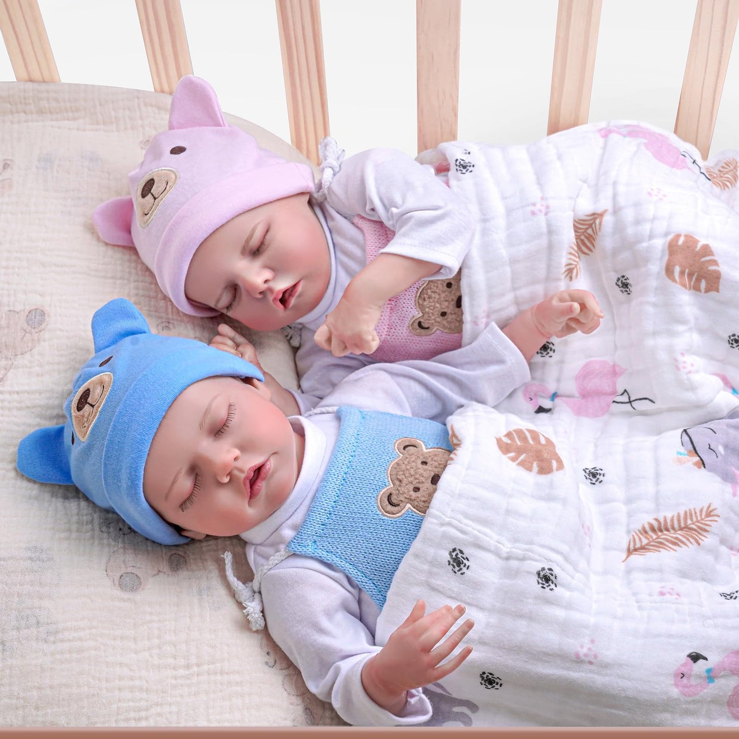 Adfo Lifelike Reborn Baby Dolls Twins, 17 Inch Soft Vinyl Baby Dolls Realistic Newborn Real Life Baby Boy Girl Dolls With Clothe