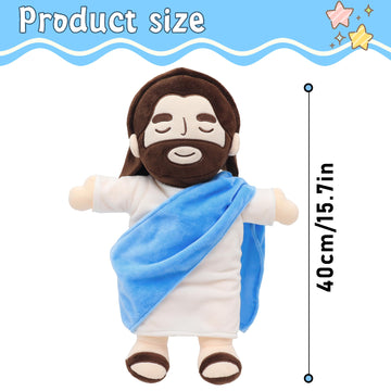 Yelakey Jesus Plush Toy - Soft Blue Stuffed Animal Doll for Kids, Church & Easter Gifts, Model A170058