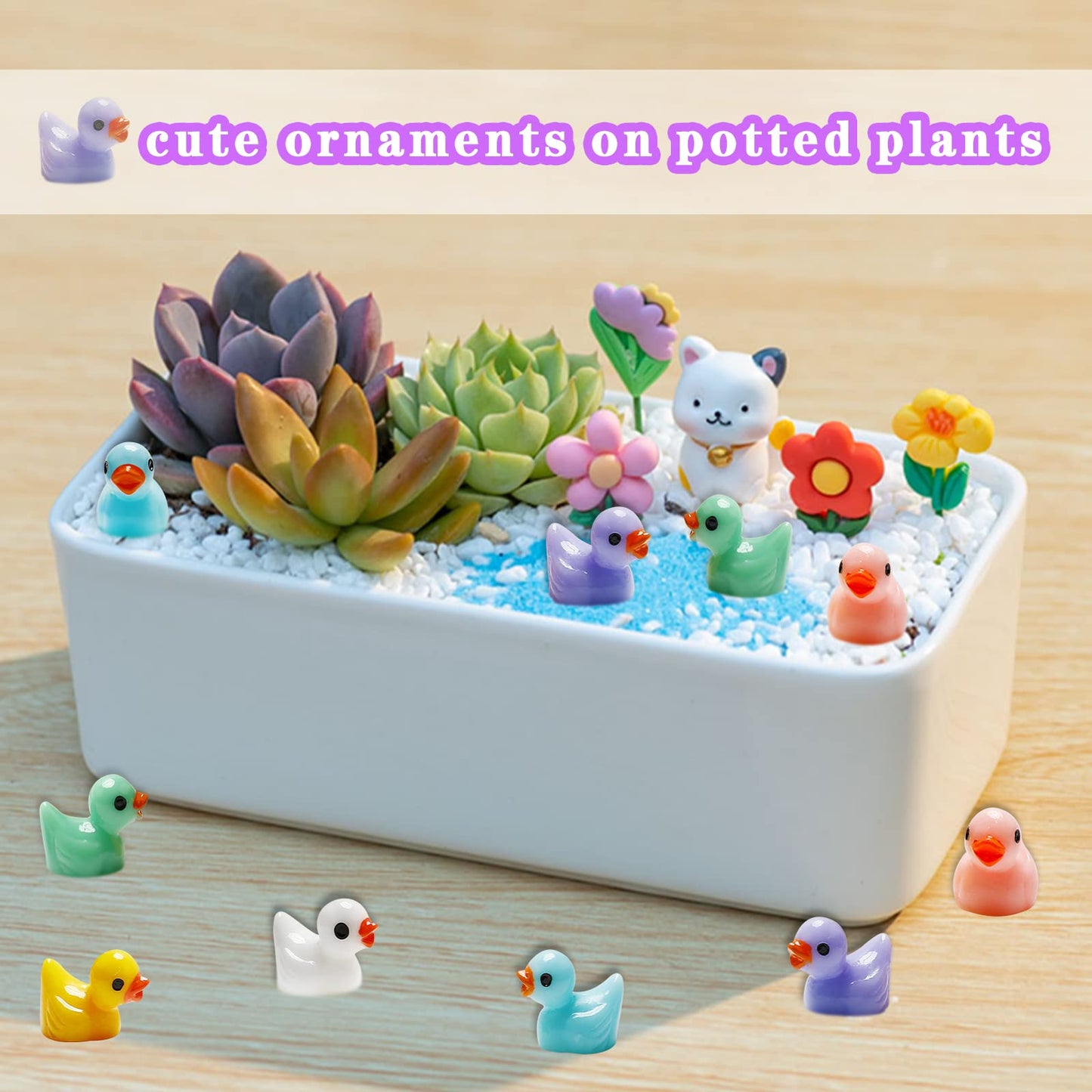 EOMTUR 200 Miniature Christmas Rubber Ducks - Small Yellow Resin Duckies in Assorted Colors for DIY Holiday Decorations