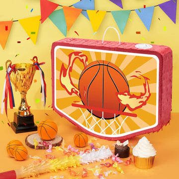 Wernnsai Basketball Piñata - Basketball Party Supplies Piñata Bundle With Blindfold And Stick Sports Themed Party Supplies For Kids Carnival Events Basketball Party Decorations (15.8' X 11.8' X 3')