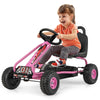 Costzon Go Kart For Kids, 4 Wheel Pedal Powered Go Cart With Adjustable Seat, Handbrake & Non-Slip Wheels, Outdoor Racer Ride On Pedal Car, Gift For Boys Girls (Pink)