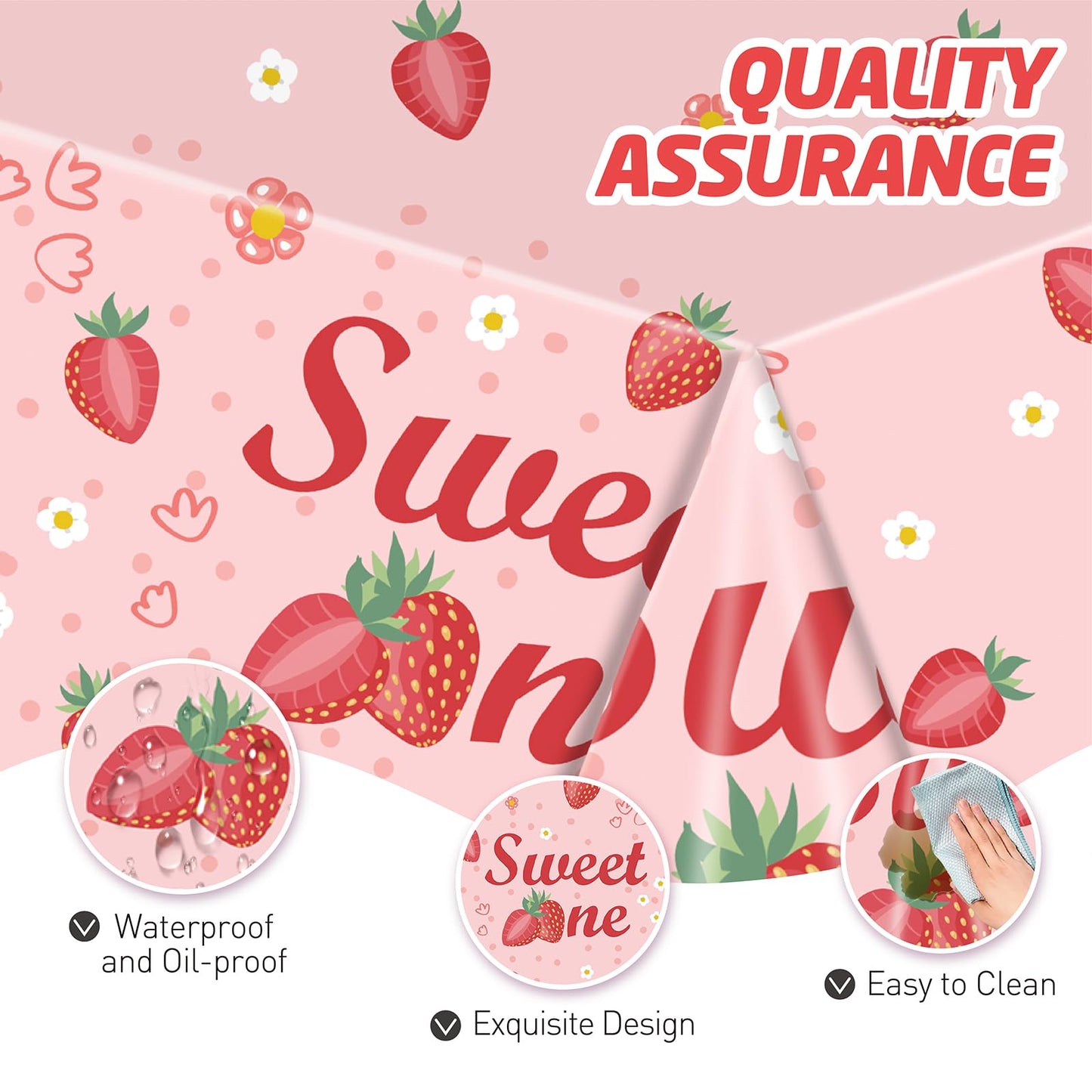 146Pcs Strawberry Plates and Napkins strawberry Party Supplies Includes Plates, Napkin, Fork, Cup, Straw, Tablecloth, Banner for