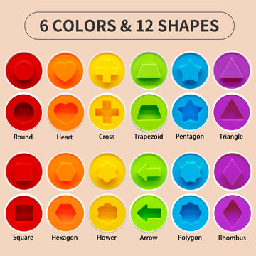 Moontoy Matching Eggs For Toddlers, 12Pcs Preschool Educational Learning Color & Shape Recognition Stem Toy- Montessori Geometri