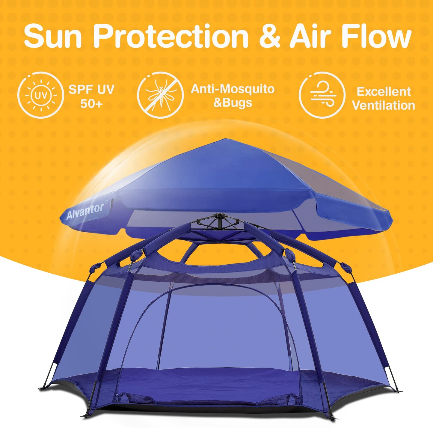 Alvantor Baby Playpen Play Yard 84''X84''X44 Large Pop Up Playpen Foldable Play Tent Indoor & Outdoor Kids Tent Lightweight Sa