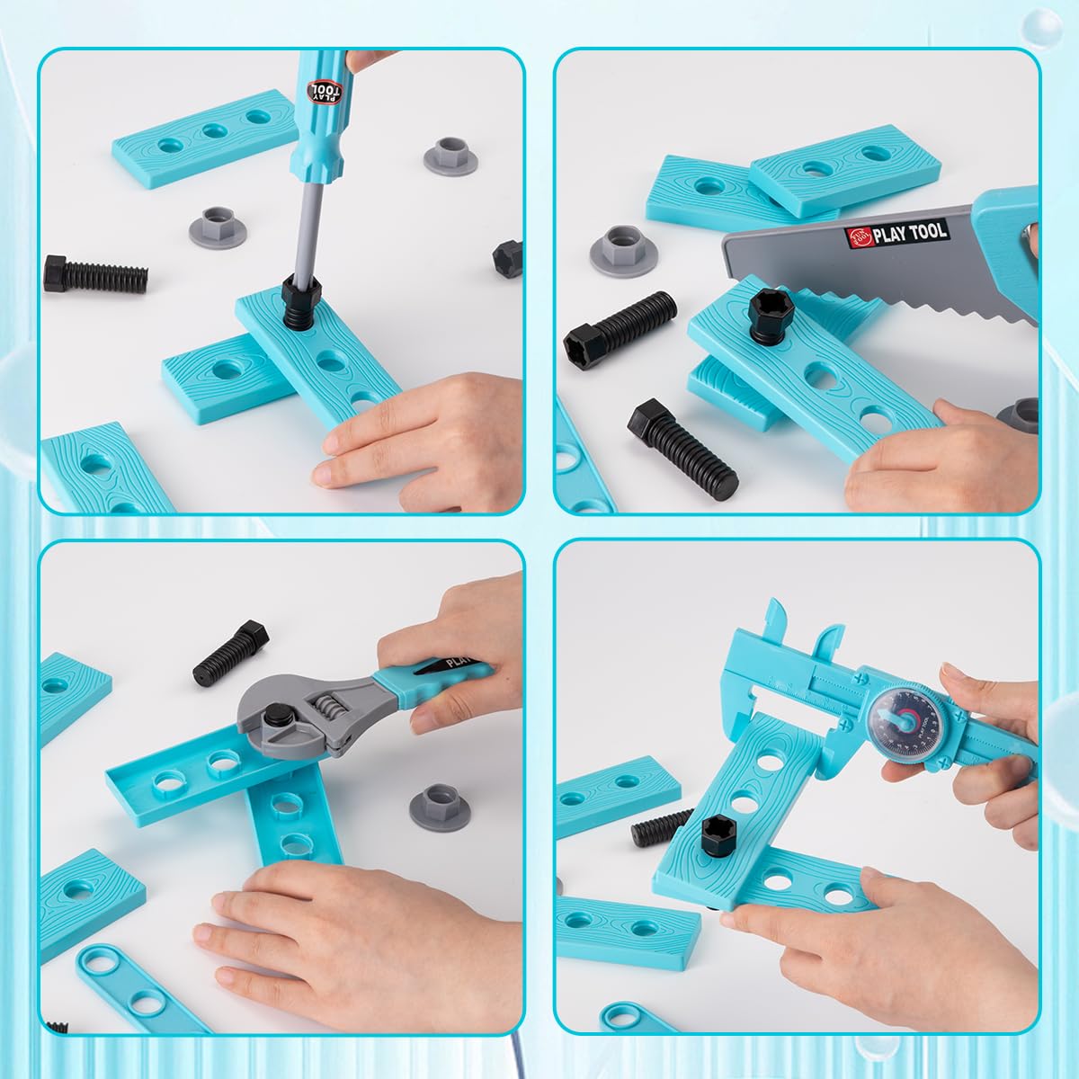 Meland Kids Tool Set - 50PCS Toddler Tool Set with Electronic Toy Drill for Pretend Play, Construction Toy Tools for Kids Age 3-