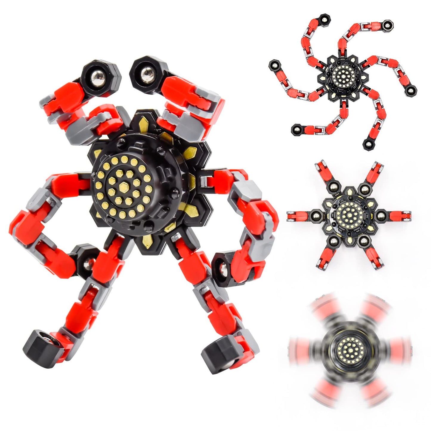 Tozong 4 Pcs Fidget Spinner Sensory Toys,Creative Top Spinning Stress Relief Hand Toy,Transformable Chain Mechanical Spiral Twis