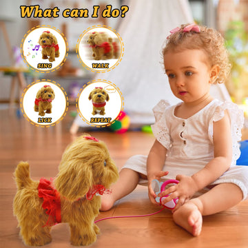 Toy Dog Walk And Bark, Sing, Tail, Lick, Repeat Toys For 2 +,3+,4+ Year Old Girl, Stuffed Puppy For Boys, Girls & Baby Gift Birt