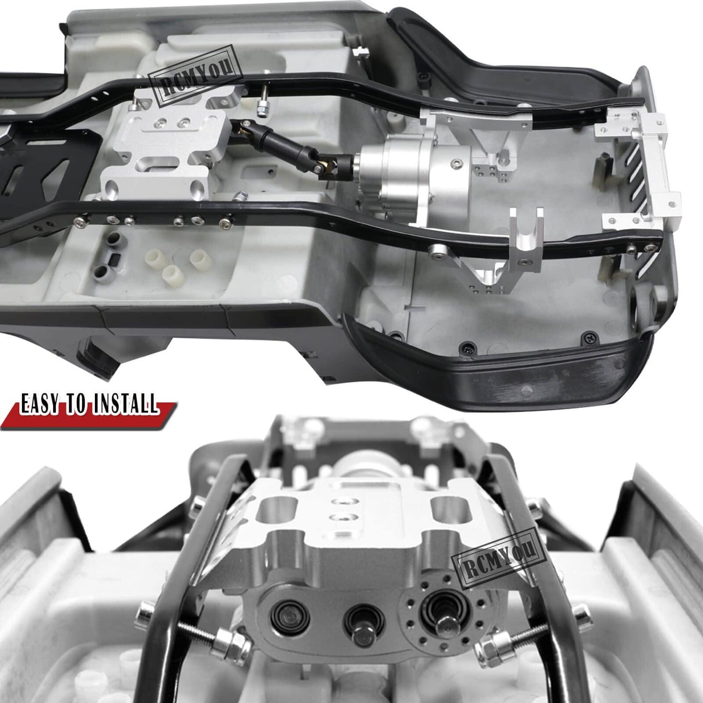 RCMYou Upgrades Part for 1/10 Axial SCX10 & SCX10 II 90046 313mm 12.3 Inch Wheelbase Chassis Frame,Metal Prefixal Gearbox & Driv