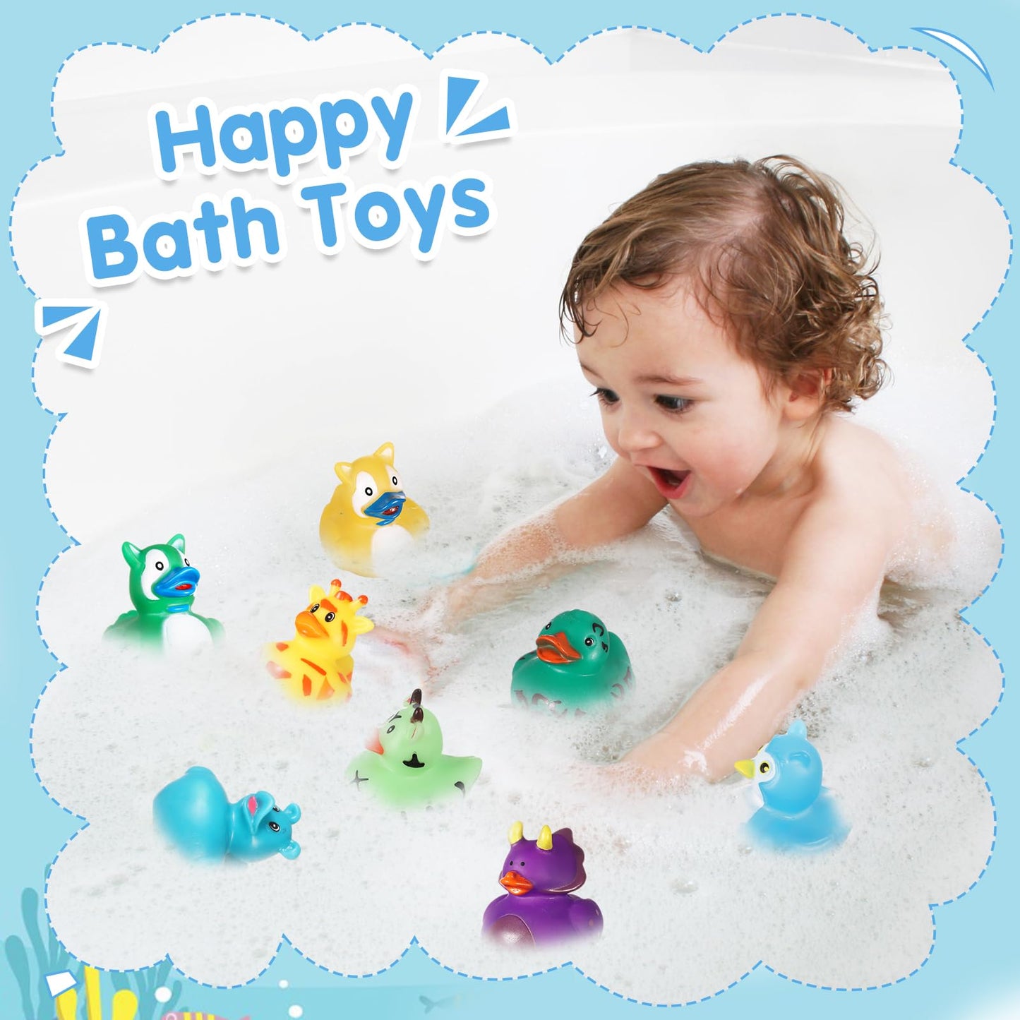 24 Pack Color Changing No Hole Rubber Ducks, Color Change Baby Bath Toys Without Holes For Toddlers Kids Ages 1-3 4-8, Valentine