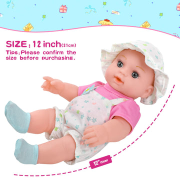 12'' Girls Baby Doll Daisy Theme Backpack Carrier Playset,12 Inch Reborn Baby Dolls With Accessories And Clothes Set Toy Stuffs