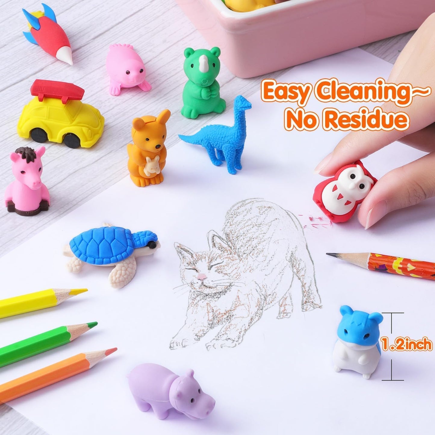 140 Pack Animal Erasers for Kids 3D Puzzle Mini Pencil Eraser Bulk Desk Pets Treasure Box Toy for Classroom School Prize Kids Pa