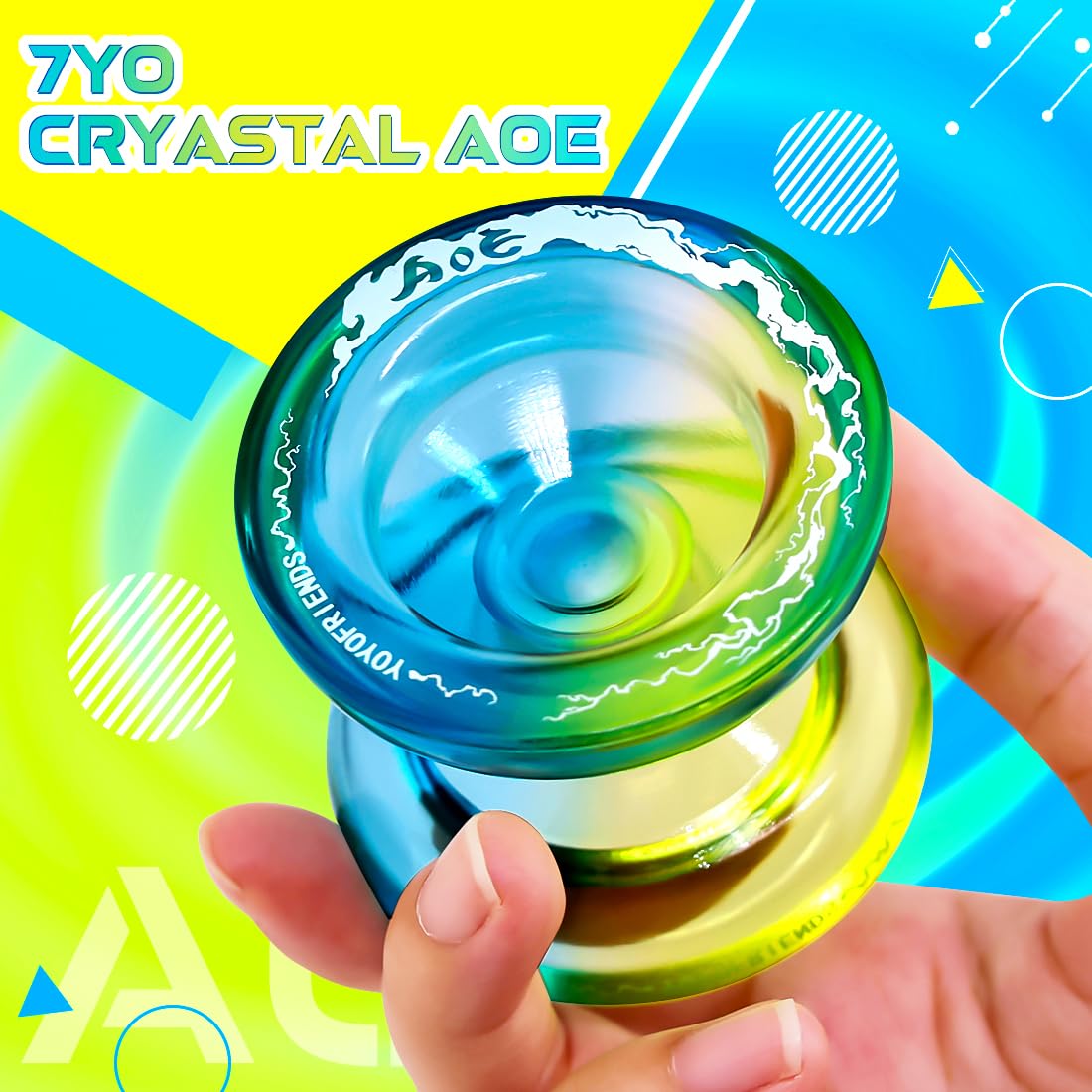 7Yo Professional Responsive Yoyo For Beginners, Fingerspin Yoyo For Kids, Dual Purpose Yoyo Aoe Crystal Tug Return Yoyo With 10