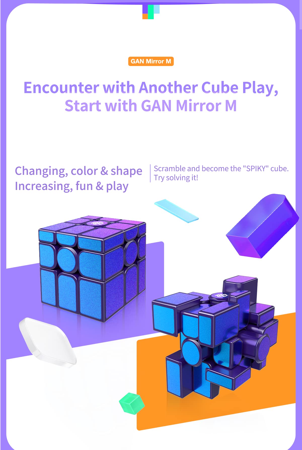 Cubershop Gan Mirror M Red Uv Coated Speed Cube, 2024 New Version, Gan Magnetic Mirror Chinese New Year Special Red Version, 3X3 2024 Magnetic Puzzles, Gan Irregular Magic Cube (Bright Fuchsia)