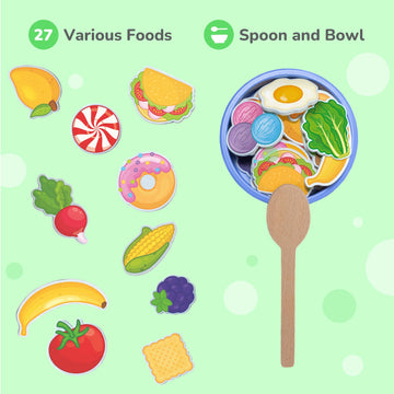 Bimi Boo Wooden Feeding Toy for Toddlers Ages 1-4+ - Pretend Food Game for Preschoolers, Play Food Set for Kids, Learning Resour