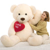 Tezituor 6 Feet Giant Teddy Bear - “I Love You” Red Heart, White with Heart, Polyester Stuffed Animal for Gifts and Special Occasions