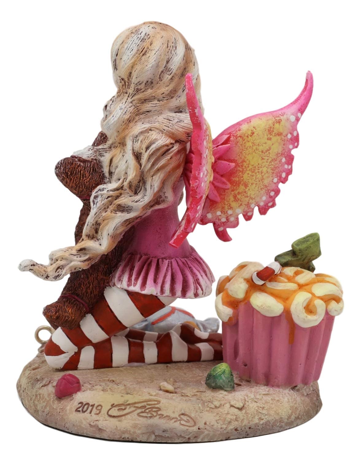 Ebros Festive Christmas Eve Holiday Fairy Hugging Gingerbread Man Statue By Amy Brown 'Twas The Night' Faery Garden Fantasy Collector Figurine As Accent Decor Or Gift Idea