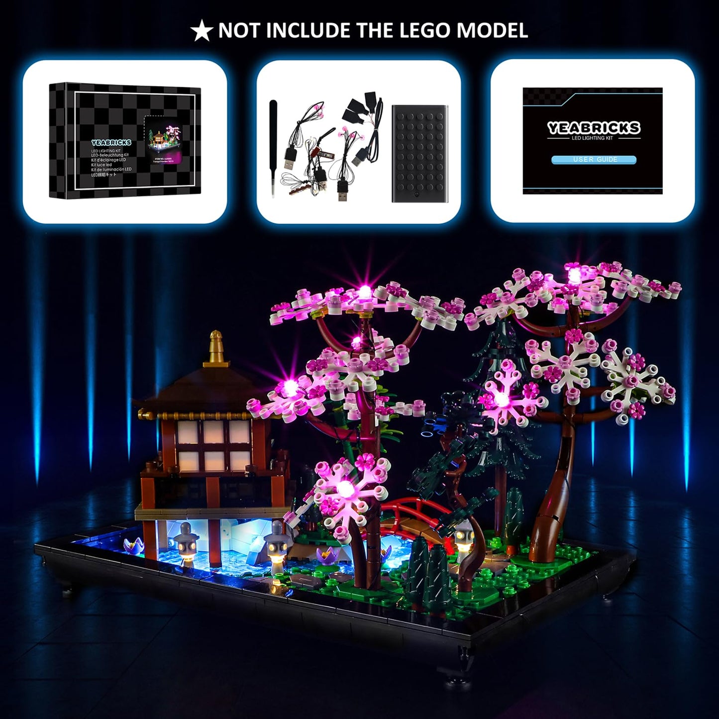 YEABRICKS LED Light for Lego 10315 Icons Tranquil Garden Model - Multi-colored Plastic Building Blocks Accessories