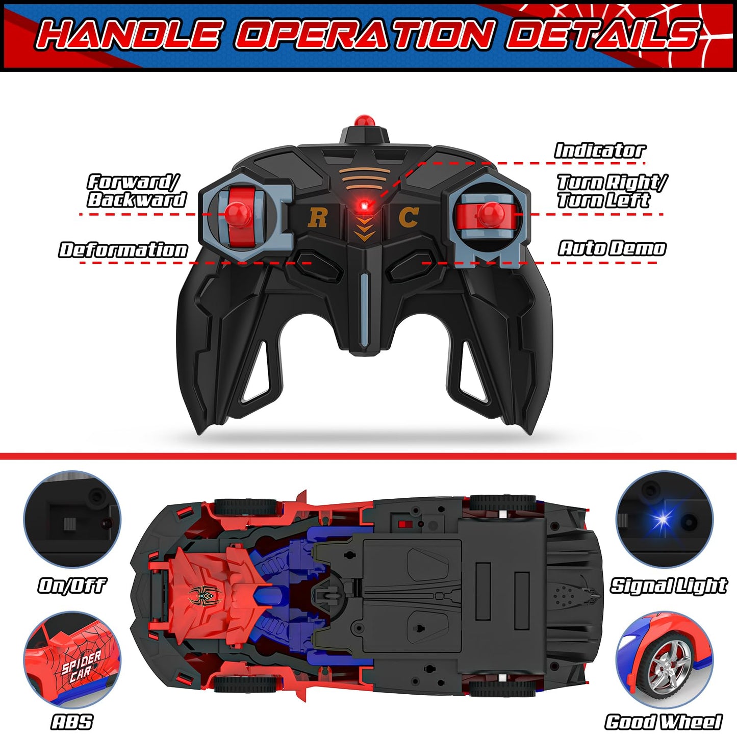 BLUEJAY Transform Rc Cars for Boys 4-7 8-12, 2.4Ghz Remote Control Car 1:18 Scale Transforming Robot, One-Button Deformation 360