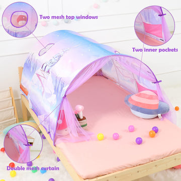 Bed Tent For Kids Lucky Castle Toddler Bed Tent Foldable Game House For Children Play Tents For Girls Boys Sleeping Canopy Playh