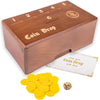 Wooden Coin Drop Game,Penny Game,Penny Coin Game,Contains 50 Coins,Game Box And 1 Dice,A Drop Penny Wooden Box Game To Interact