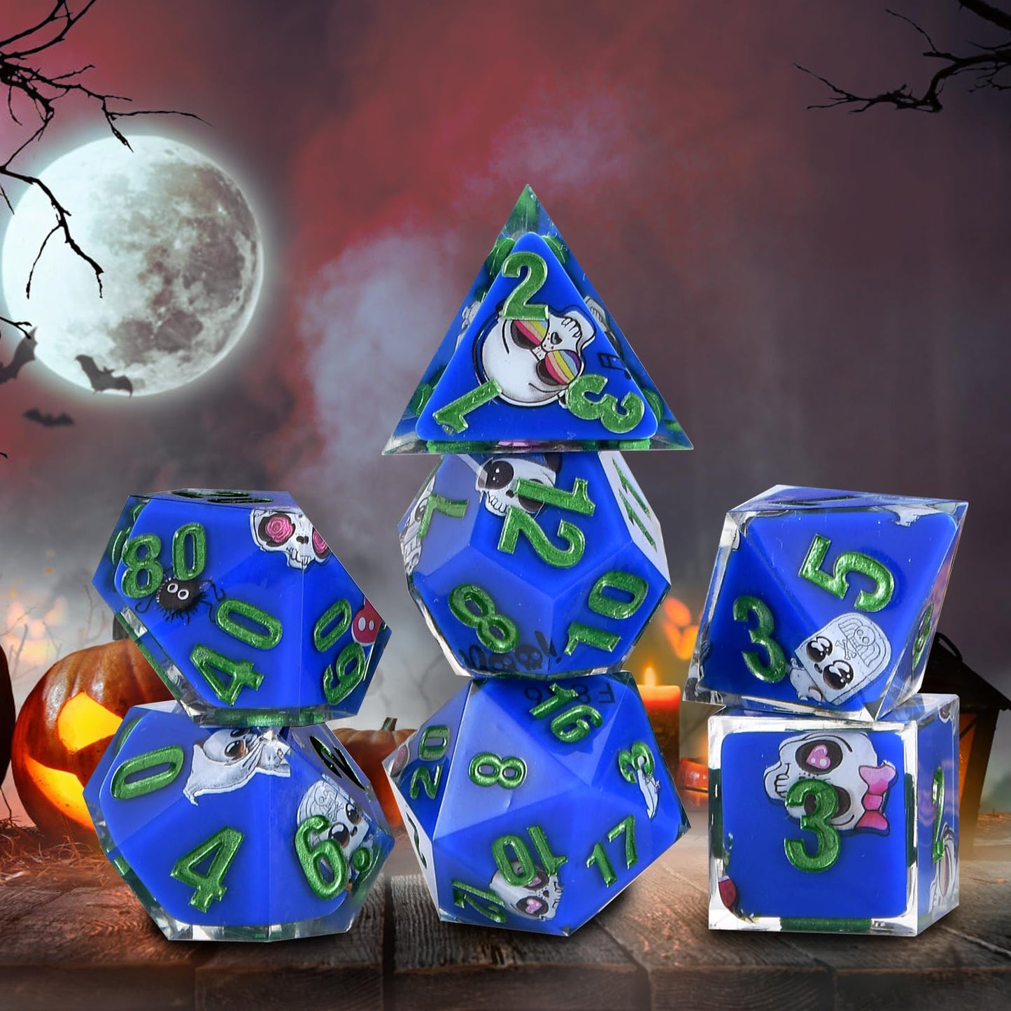 Core-Wrapped Dice Heart Dice Skull W20 Dice D20 Dragon and Dungeon Dice Sharp Corners Dices Polyhedral Role Playing Gaming Dices