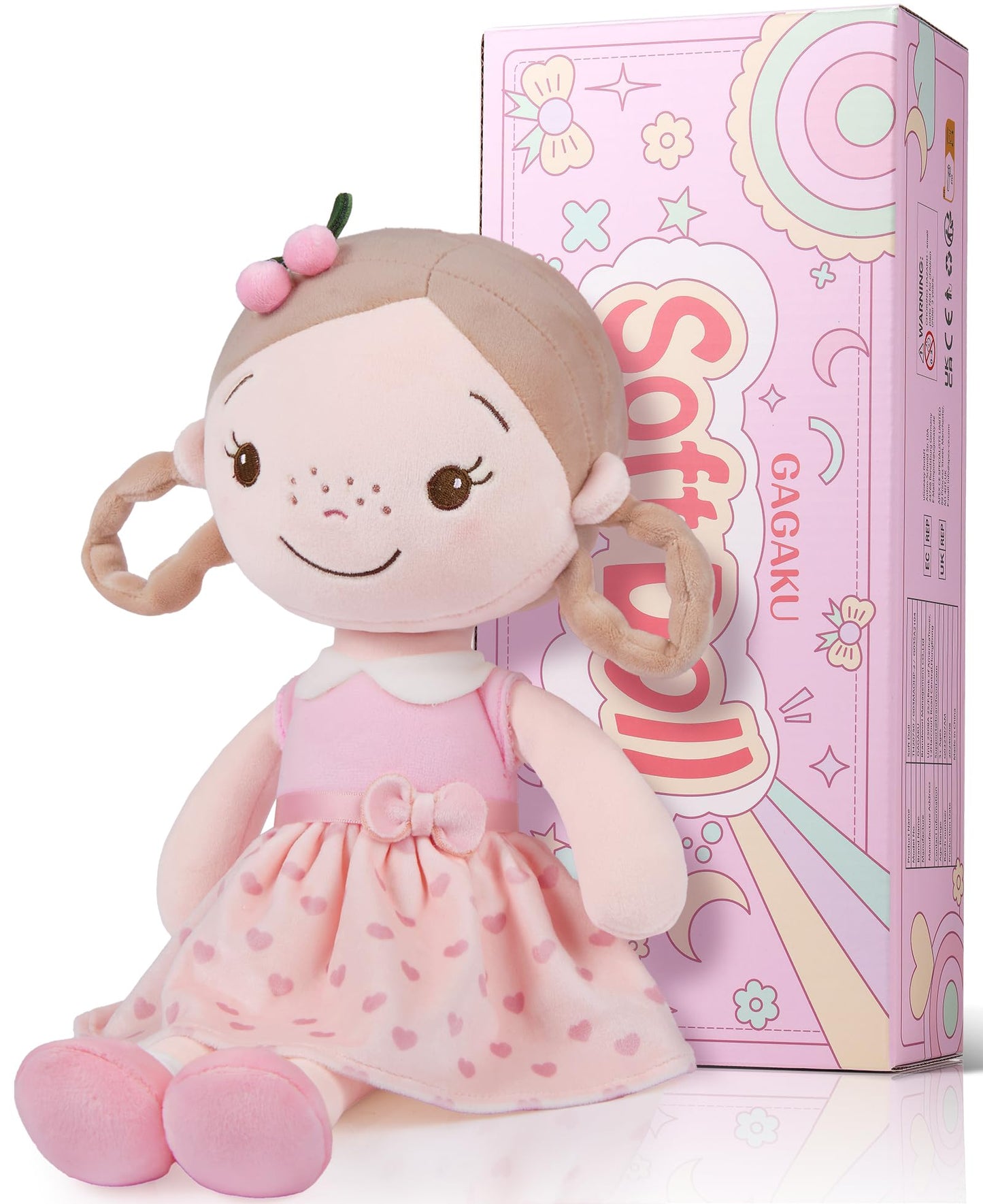 Gagaku Baby Dolls For 1 Year Old Girls (16''),Soft Baby Doll,My First Baby Doll For 1 Year Old Birthday Gift,Christmas Plush Toys Gift For Toddler Kids Infants - Cherry Girl