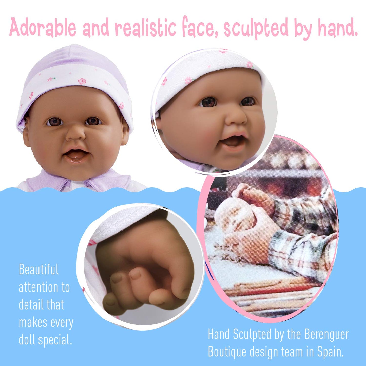 Jc Toys Hispanic 16-Inch Medium Soft Body Baby Doll La Baby | Washable |Removable Purple Outfit W/Hat And Pacifier | For Childre