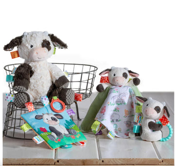 Taggies Crinkle Me Toy with Baby Paper & Squeaker with Sensory Tags 6 x 6-inches Buttercup Cow