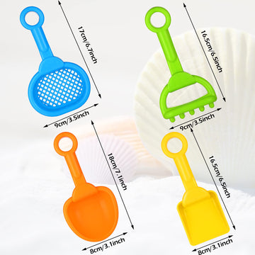 Skylety 8 Pieces Kids Beach Sand Shovels Colorful Plastic Rake Beach Sand Sifter Toy Shovel for Teens Garden Beach Toys (Fresh S