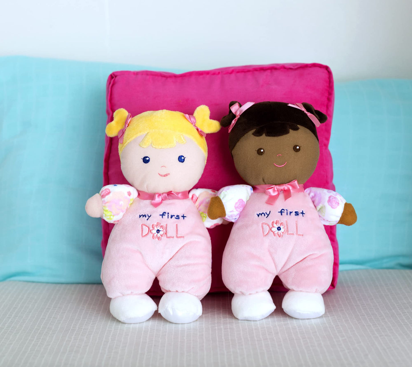 Baby Starters Plush Snuggle Buddy My First Baby Doll, Brunette Eva, Darker Complexion, 10 Inch