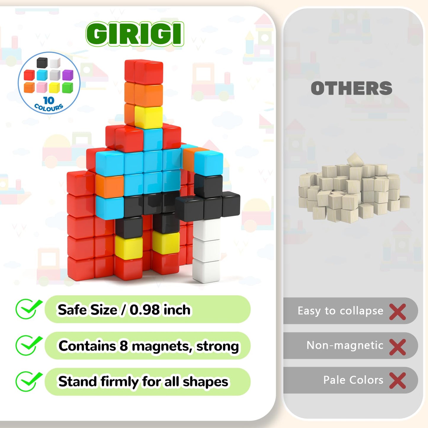 40Pcs Magnetic Blocks For Toddler Toys, Large Magnetic Cubes Building Blocks Classroom Must Haves, Stem Preschool Montessori Sensory Magnet Toys For 3 4 5 6 Year Old Boys And Girls