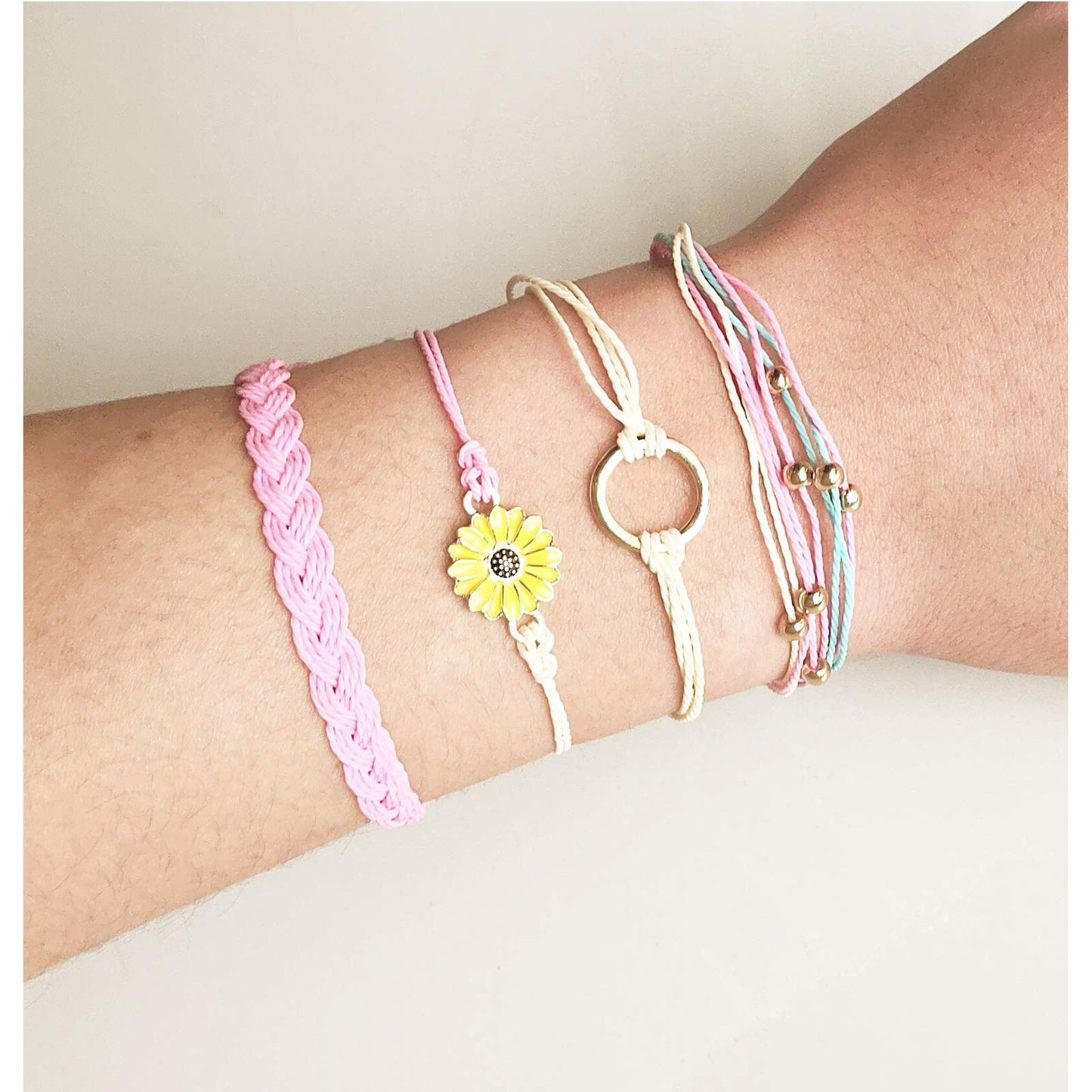 Long tiantian Waterproof String Bracelets for Girls Summer Wave Bracelet Friendship Handmade Wave Bracelet (11PCS Yellow Sunflow