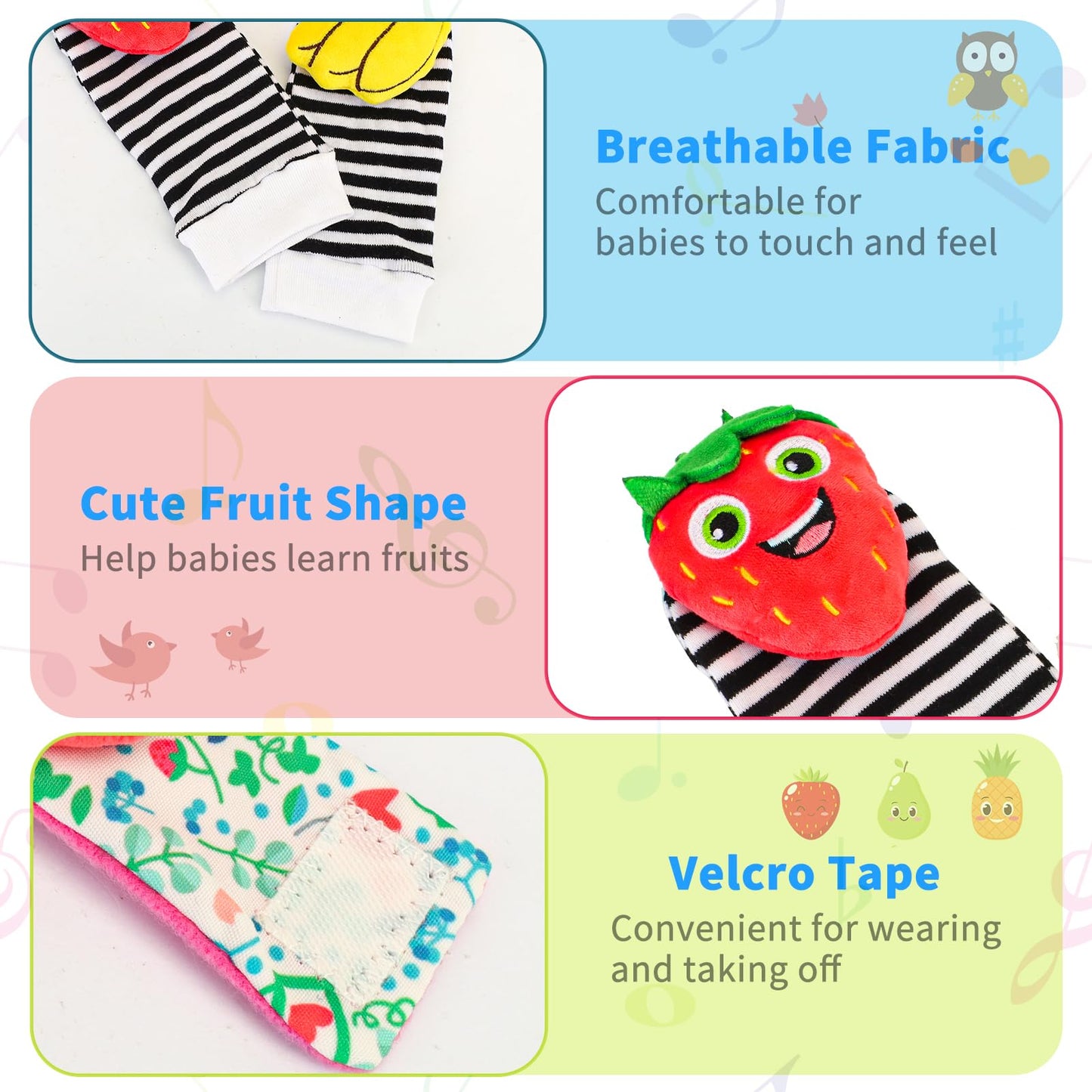 Baby Wrist Rattles Sock Toys - Newborn Baby Sock Toys Over 0 Years Old, 8Pcs Soft Foot Finder And Wrist Rattle Set, Hand And Feet Rattles, Sensory Developmental Socks For Infants Girl Boy Gifts