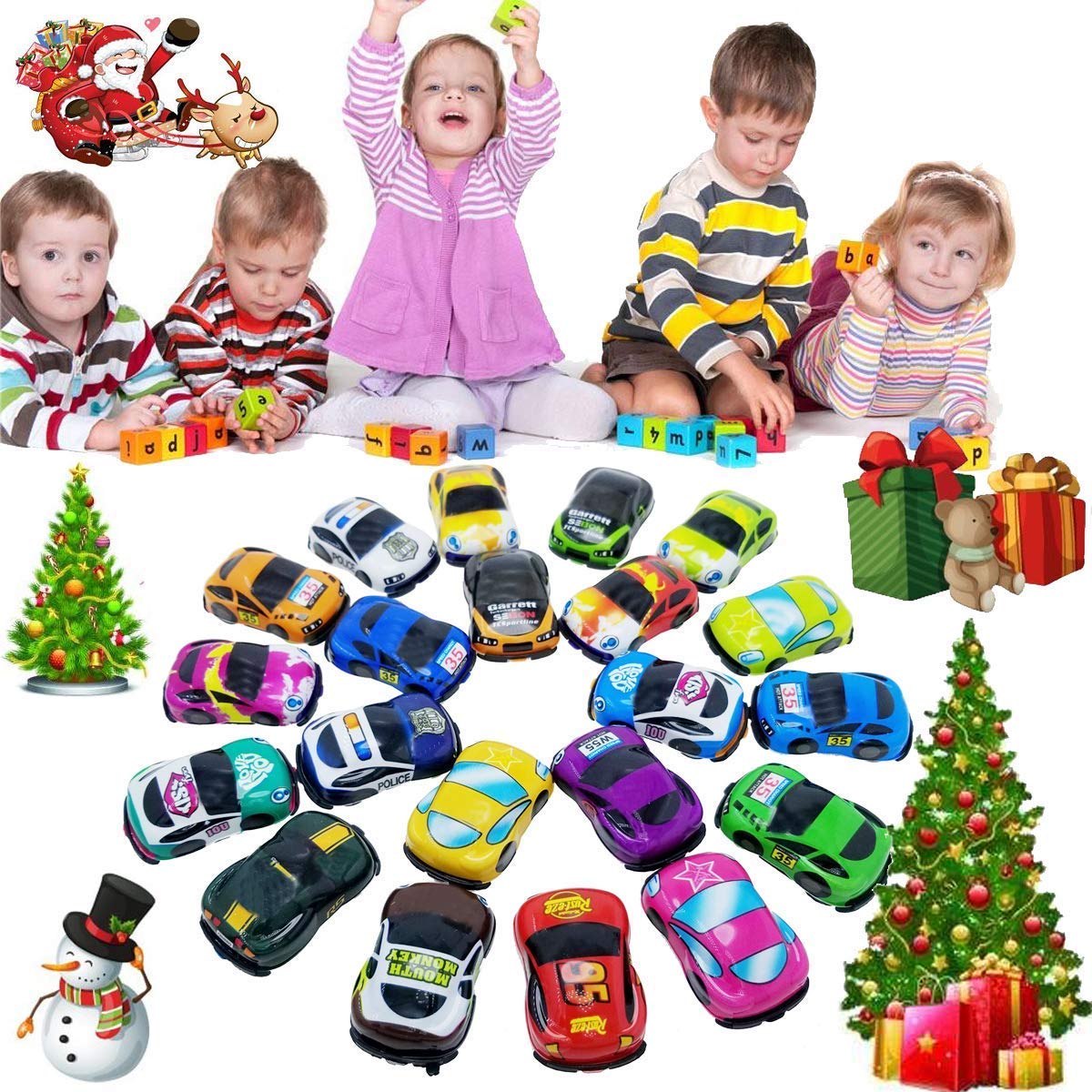 SINYUM 30 Pack Pull Back Vehicles, Friction Powered Pull Back Car Toys, Racing Cars Mini Car Toy Pull Back and Go Car Toy