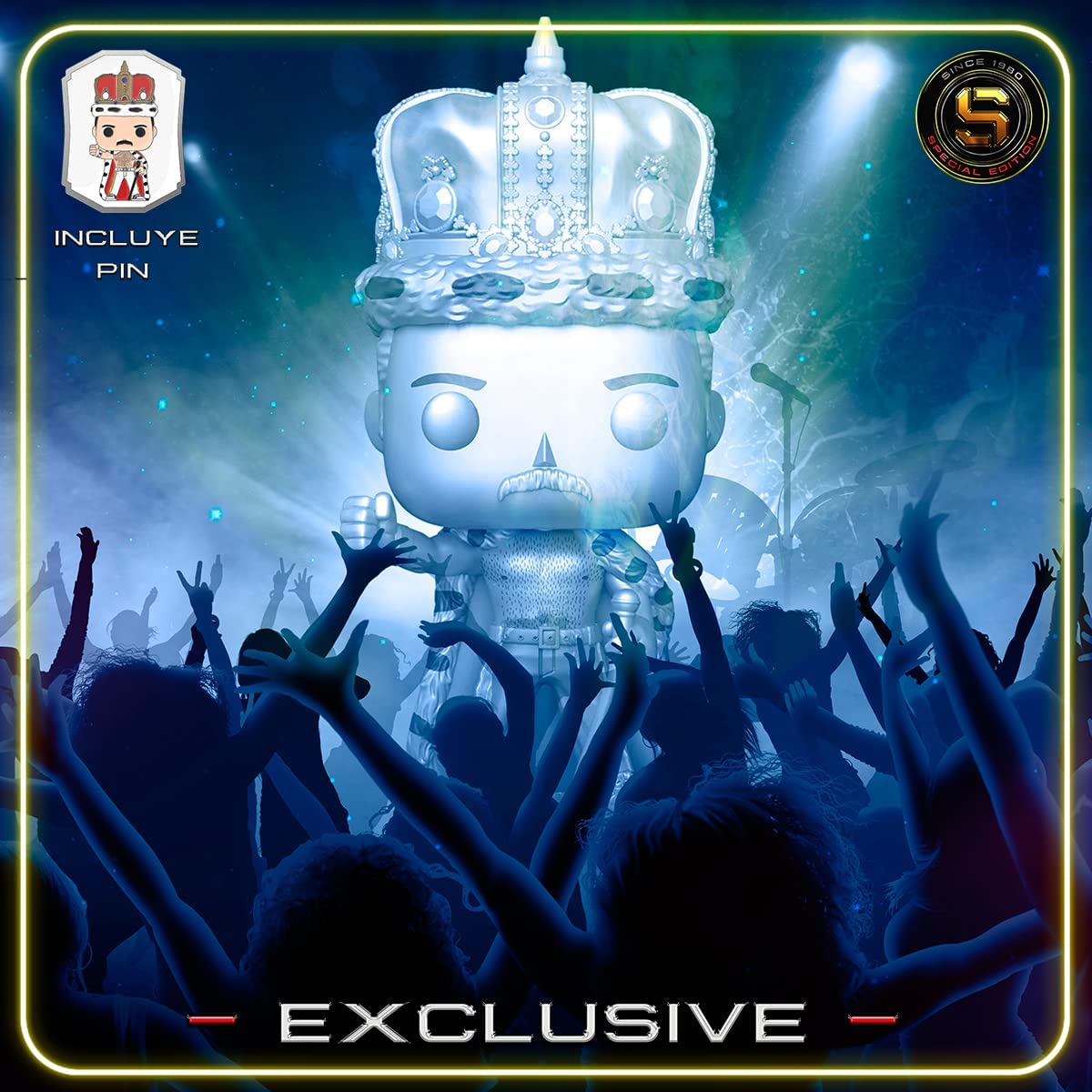 Funko Queen King Freddie Mercury Platinum Exclusive Pop! With Pin 184