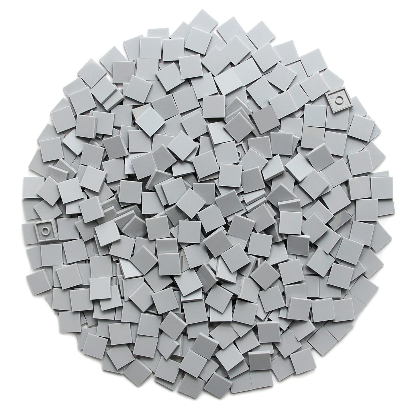 Light Bluish Gray 2×2 Tile ×500 Parts And Pieces Flat Moc Bricks, Bulk Building Blocks For Smooth Surface Wall Floor, Toy Accessories Compatible With Major Brands
