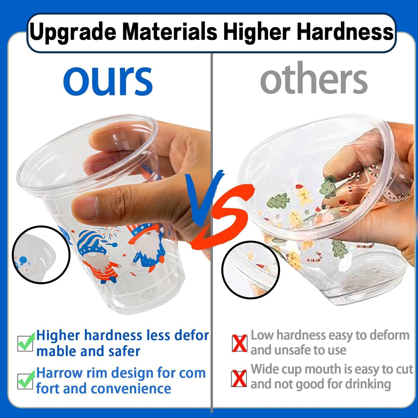 GuassLee 50pcs 4th of July Party Cups Plastic Disposable Cups for Independence Day Memorial Day Party Decor Supplies (12 oz)