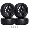 CrazyHobby Pre-Glued OD 2.56'' 12mm Hex Wheels Rims & Rubber Tires 26mm for 1/10 Scale On Road Racing Car Drift RC Touring Car,
