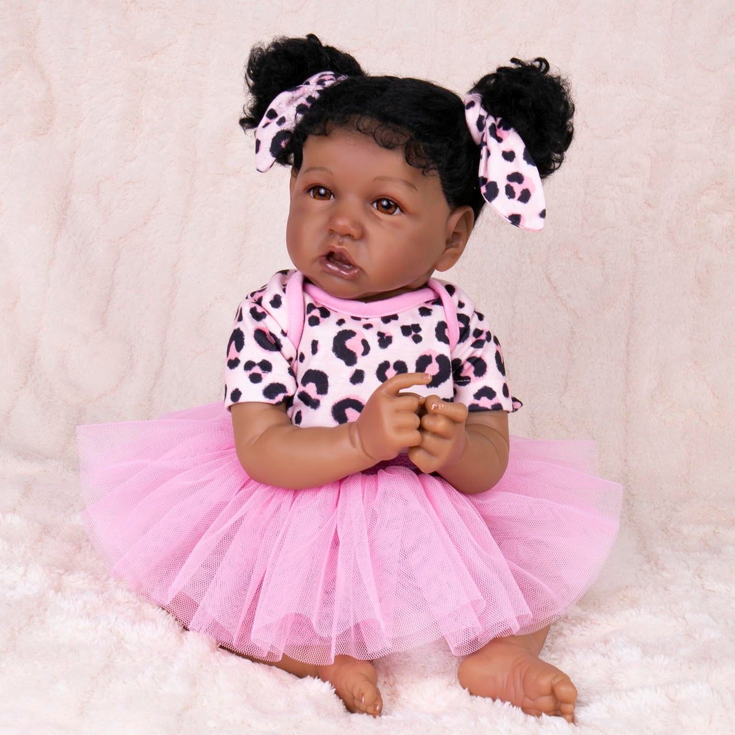 Aori Reborn Baby Dolls Clothes 22 Inch Pink Leopard Outfit Set For 18-24 Inch Reborn Doll Newborn Girl