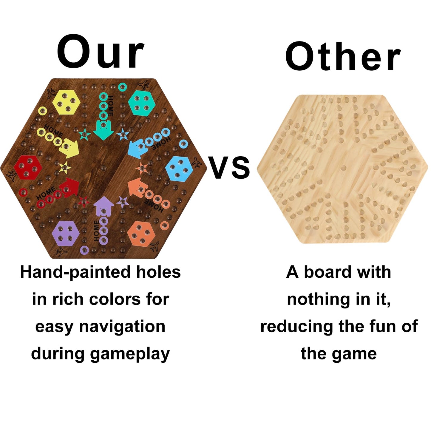 Medikaison Large 20 Inches Wahoo Marble Board Game 4 And 6 Players 2 Sided Painted Thicken Wooden Aggravation Dice Marbles Game For Family Friends Party Game Nights