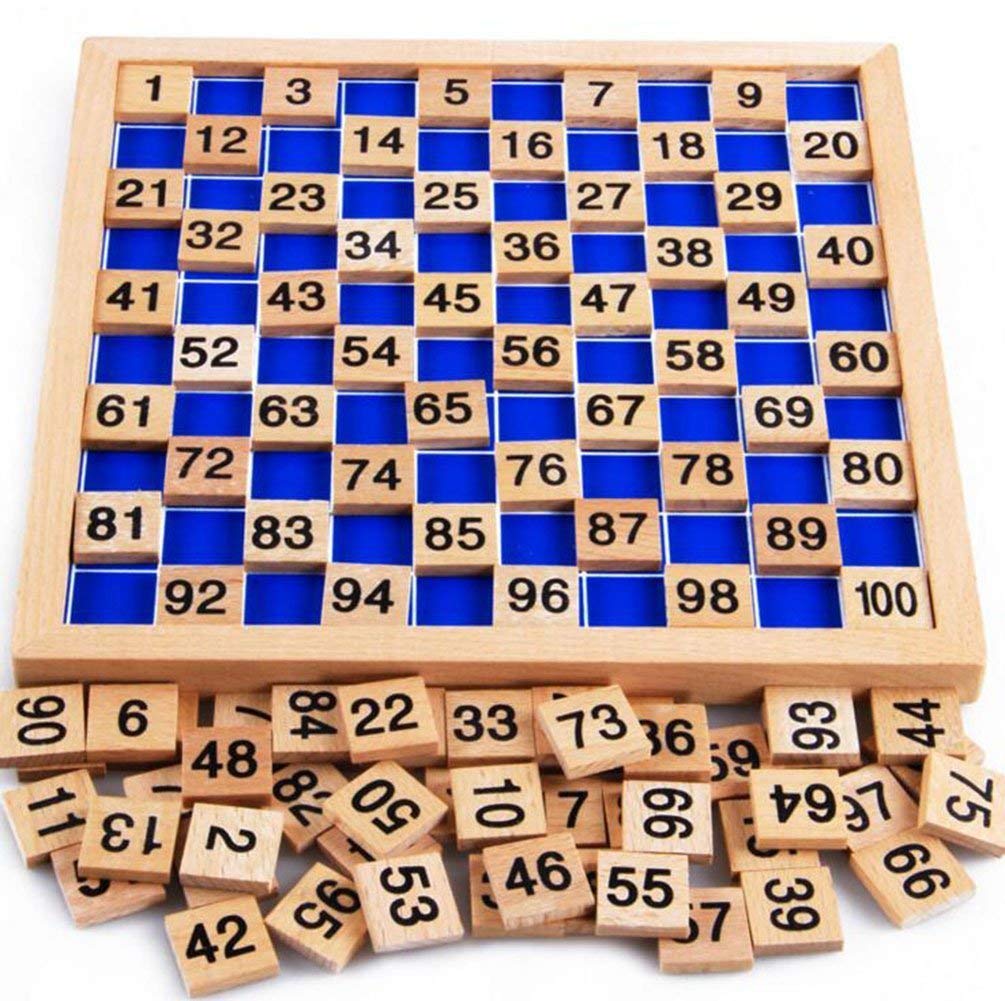 UMBWORLD Wooden Toys Hundred Board Montessori 1-100 Consecutive Numbers Educational Game Early Childhood Toy for Kids with Stora
