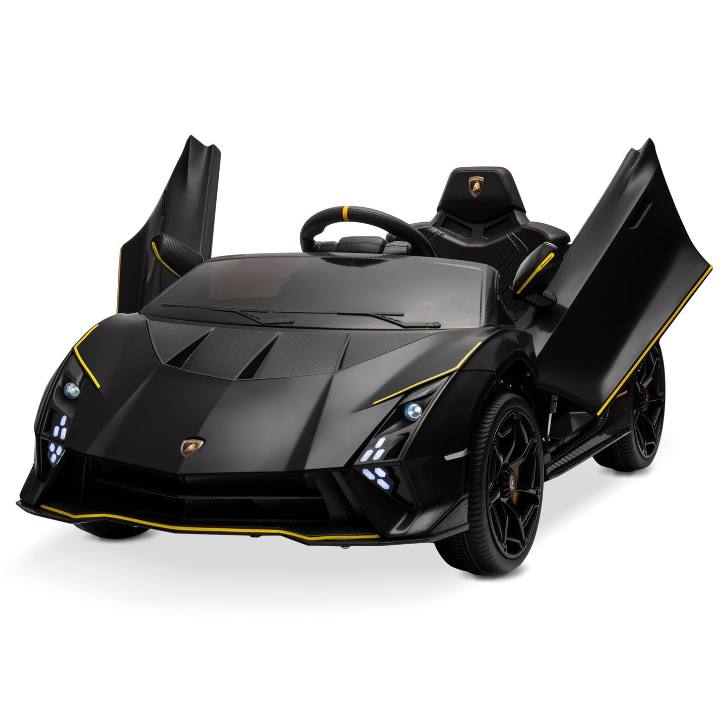 Kidzone Licensed Lamborghini Autentica Limited Edition 12V Ride On Car, Electric Vehicle Toy For Kid & Toddler, Battery Powered Sports Car W/2 Speed, 4 Motors, Parent Control, Spring Suspension -Black