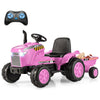 Honey Joy Kids Ride On Tractor, 12V Battery Powered Electric Tractors With Trailer, Led Lights, Music, 3-Gear-Shift Ground Loade