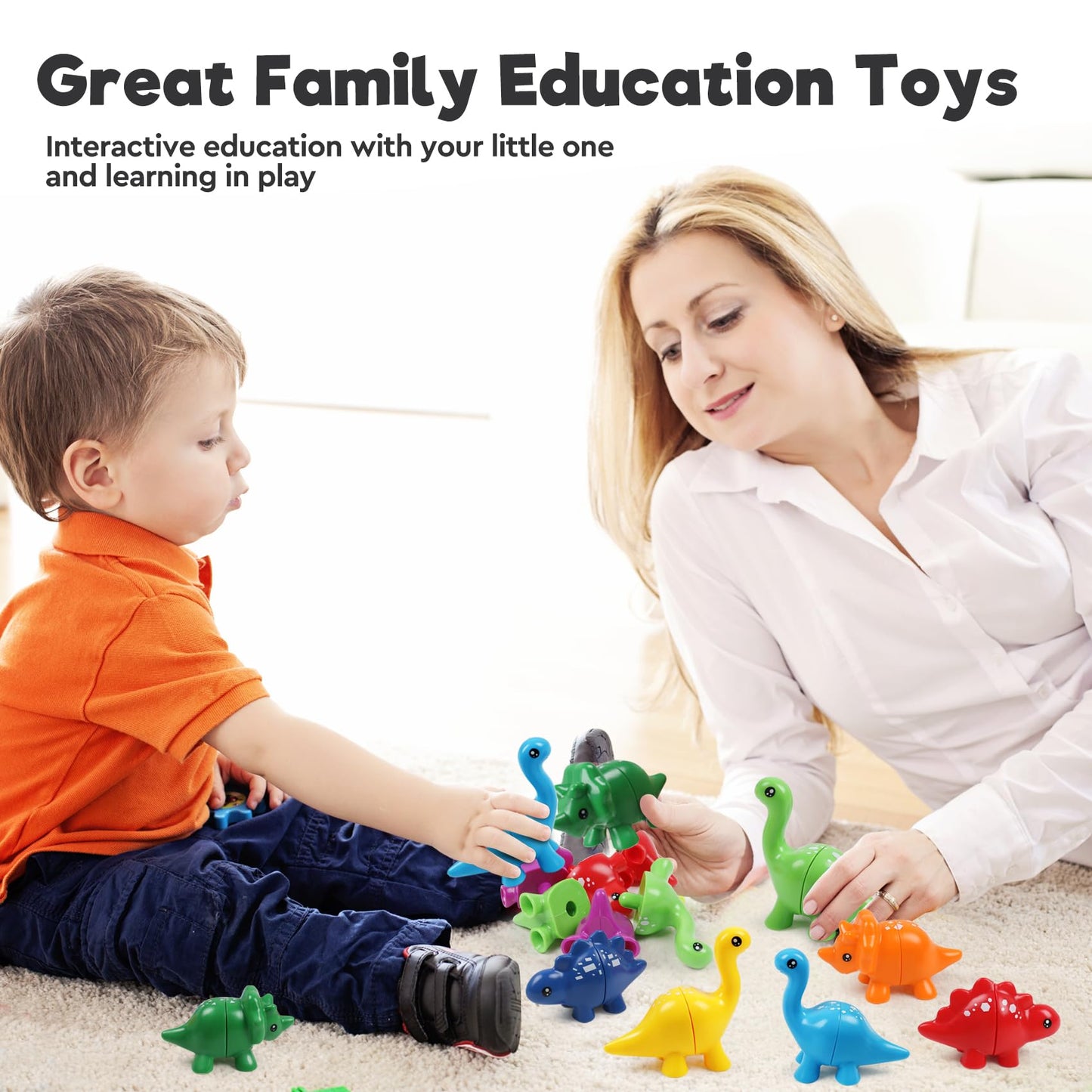 Montessori Matching Dinosaurs Toy, Color And Shapes Recognition, Snap And Pattern Match Game Preschool Learning Toys Homeschooling Activity Class Tool, Birthday Valentine'S Gift For Toddler Boys Girls